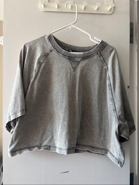 Zara Short Sleeve Washed Gray Crop Tee